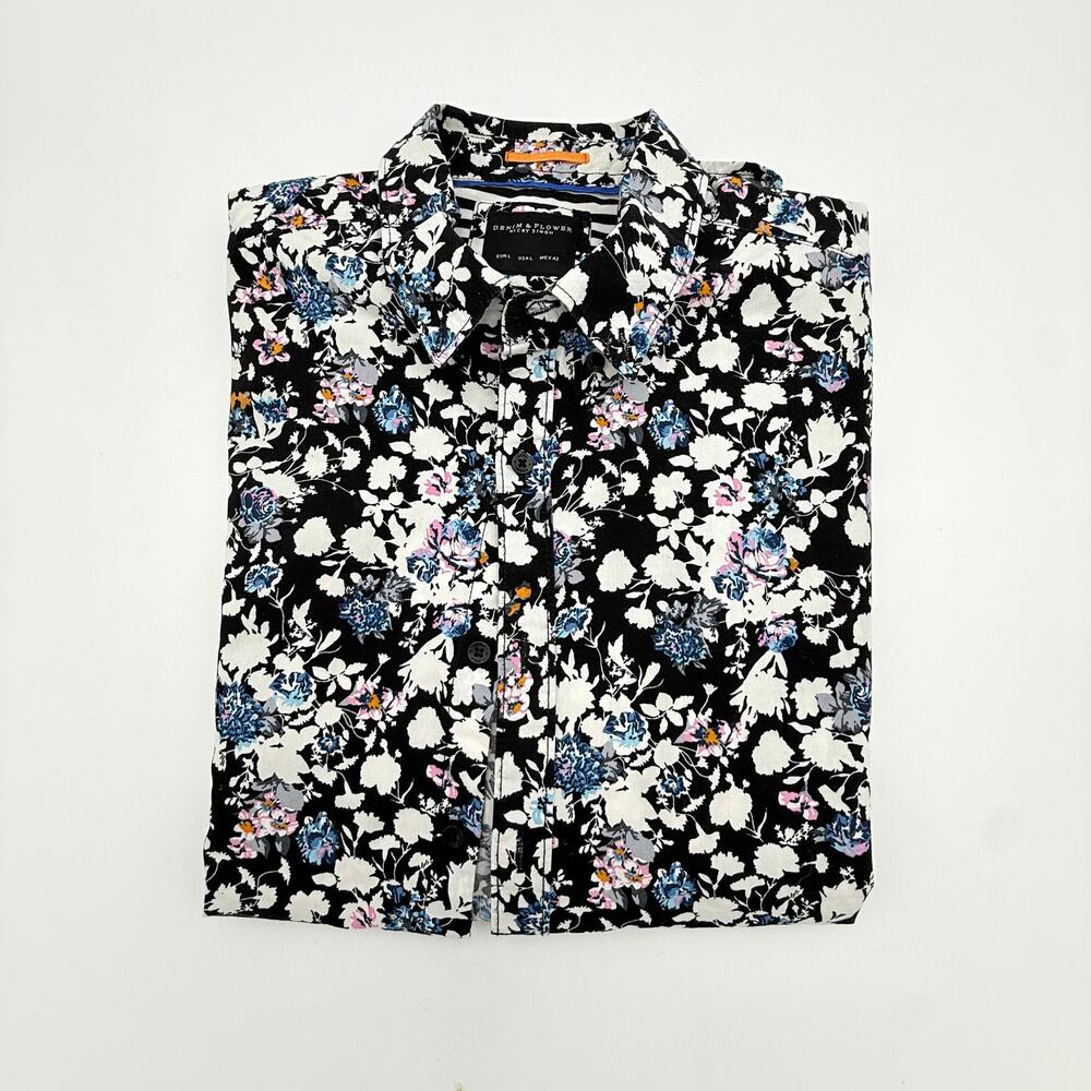 Denim & Flower Floral Short Sleeve Button Down Shirt